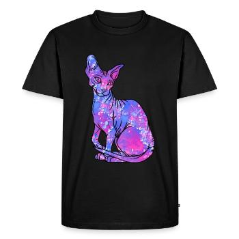 Sphynx Chat Sans Poils Galaxy Kitty - T-shirt Premium bio Homme - noir - Devant - Nico (187cm)
