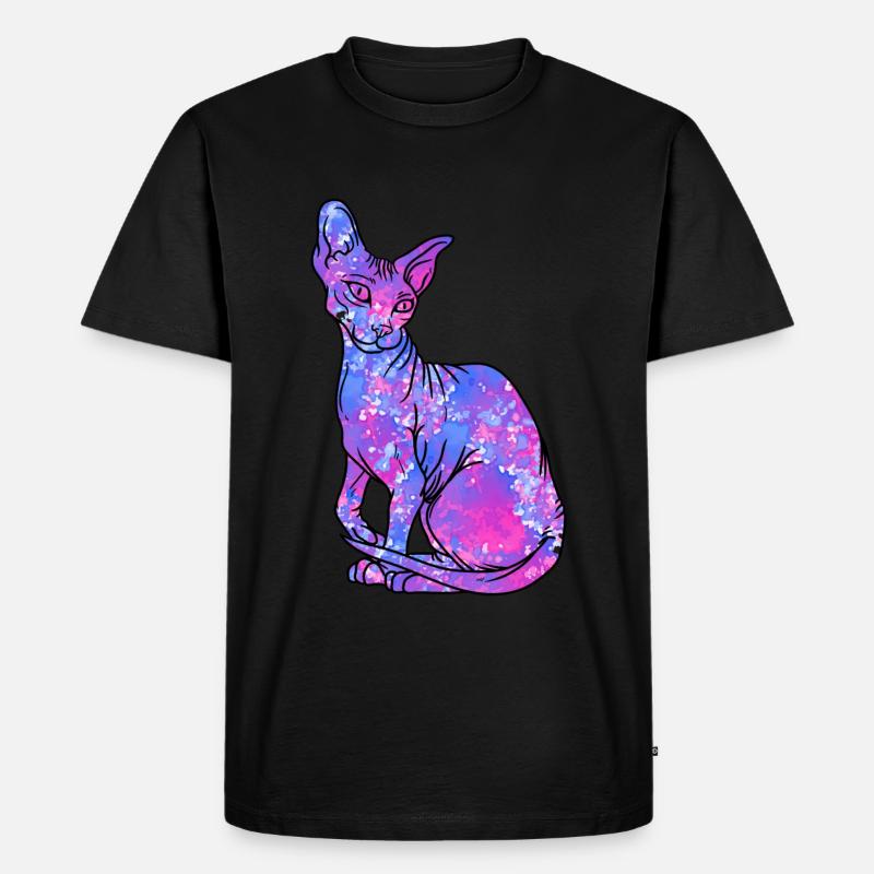 Sphynx Katze haarlos Galaxy Kitty - Männer Premium Bio T-Shirt - Schwarz
