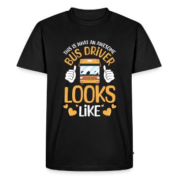 Chauffeur d’autobus scolaire Transport régulier par autobus - T-shirt Premium bio Homme - noir - Devant - Nico (187cm)