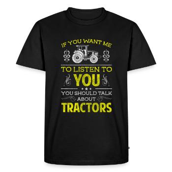 Farmer, Farmer, Tractor - Men's Premium Organic T-Shirt - black - Front - Nico (187cm)