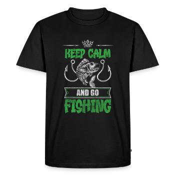 Pêche Perche Bateau Étang - T-shirt Premium bio Homme - noir - Devant - Nico (187cm)