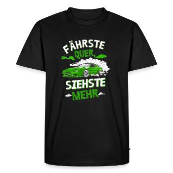 Fährste Quer siehste Mehr - Männer Premium Bio T-Shirt - Schwarz - Vorne - Nico (187cm)