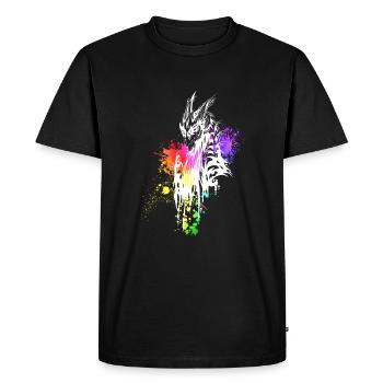 Dragon blobs arc-en-ciel blanc - T-shirt Premium bio Homme - noir - Devant - Nico (187cm)