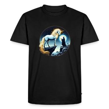 Licorne et Mage - T-shirt Premium bio Homme - noir - Devant - Nico (187cm)