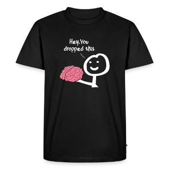 Hey vous avez laissé tomber ceci - T-shirt Premium bio Homme - noir - Devant - Nico (187cm)