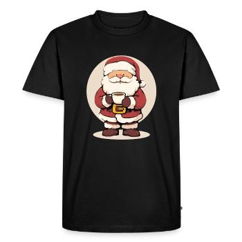 Santa Claus drinks coffee - Men's Premium Organic T-Shirt - black - Front - Nico (187cm)