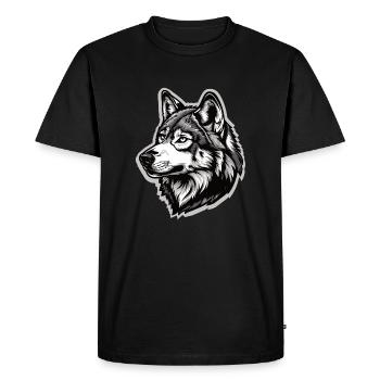 Wolf and half husky - Men's Premium Organic T-Shirt - black - Front - Nico (187cm)