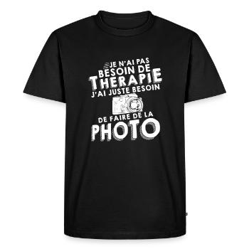 Thérapie photo - T-shirt Premium bio Homme - noir - Devant - Nico (187cm)