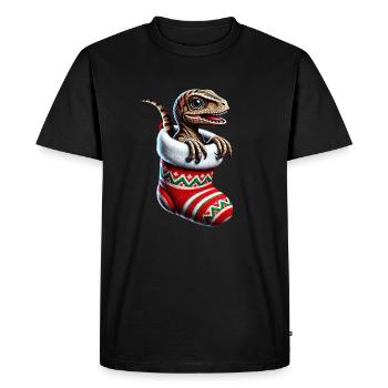 Bébé Vélociraptor Dinosaure de Noël - T-shirt Premium bio Homme - noir - Devant - Nico (187cm)