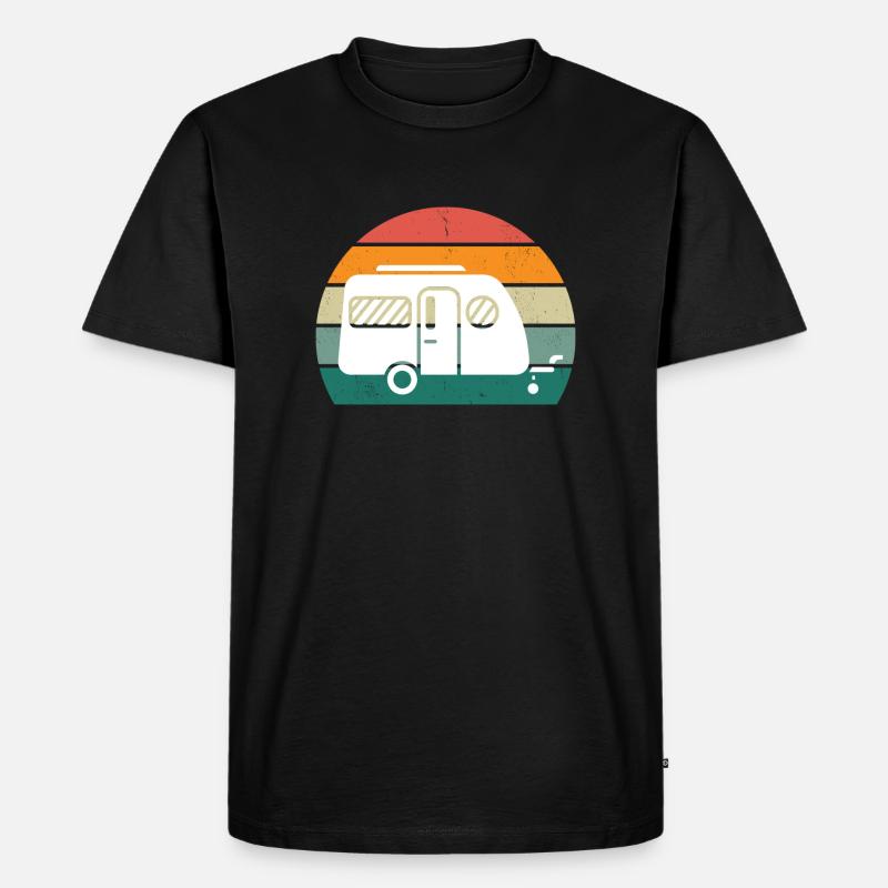 Retro Wohnwagen - Männer Premium Bio T-Shirt - Schwarz
