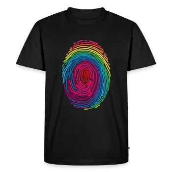 Empreinte digitale Gay Pride - T-shirt Premium bio Homme - noir - Devant - Nico (187cm)