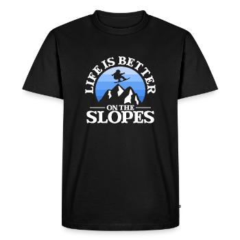 Life Is Better On The Slopes - Men's Premium Organic T-Shirt - black - Front - Nico (187cm)