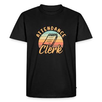 Vintage Attendance Clerk Design - Men's Premium Organic T-Shirt - black - Front - Nico (187cm)
