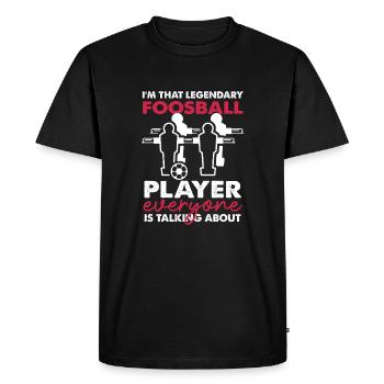 Conception légendaire d’un joueur de baby-foot - T-shirt Premium bio Homme - noir - Devant - Nico (187cm)