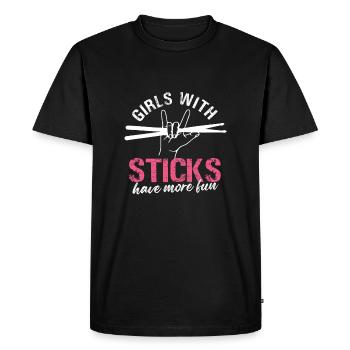 filles avec des bâtons Fun Drumming Design - T-shirt Premium bio Homme - noir - Devant - Nico (187cm)