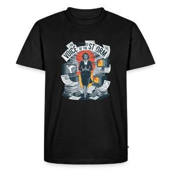 Voice of the Storm Journalist Art - Men's Premium Organic T-Shirt - black - Front - Nico (187cm)