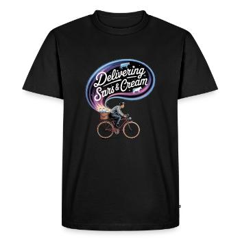 Livrer un design Stars & Cream - T-shirt Premium bio Homme - noir - Devant - Nico (187cm)