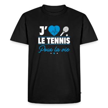 J'adore le tennis : la passion à chaque match ! - T-shirt Premium bio Homme - noir - Devant - Nico (187cm)