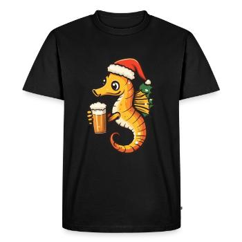 Bière de Noël hippocampe drôle - T-shirt Premium bio Homme - noir - Devant - Nico (187cm)