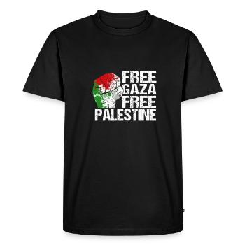 Free Gaza Free Palestine - T-shirt Premium bio Homme - noir - Devant - Nico (187cm)