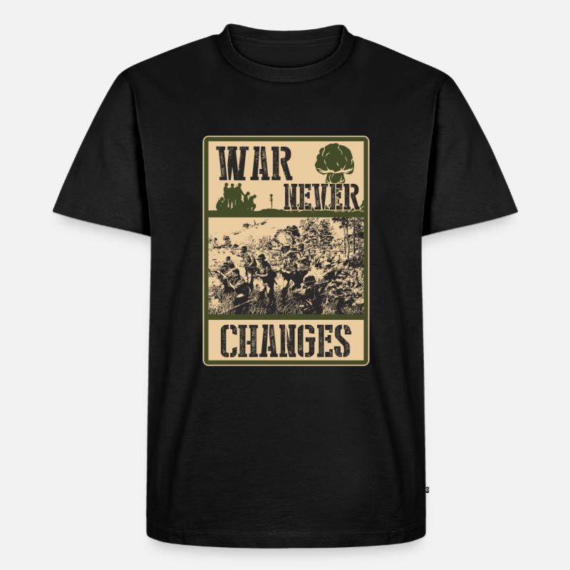 Krieg ändert sich nie - Männer Premium Bio T-Shirt - Schwarz
