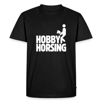 Hobby Horsing - Hobby Cheval - Equitation - Cadeau - T-shirt Premium bio Homme - noir - Devant - Nico (187cm)
