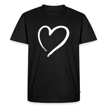 Coup de pinceau blanc coeur - T-shirt Premium bio Homme - noir - Devant - Nico (187cm)