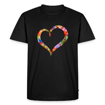 Heart colorful polygons - Men's Premium Organic T-Shirt - black - Front - Nico (187cm)