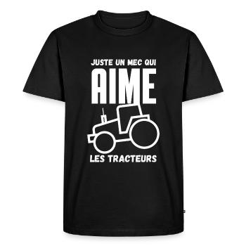 juste un mec qui aime les tracteurs - T-shirt Premium bio Homme - noir - Devant - Nico (187cm)