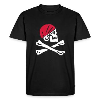 Pirate skull with red bandana - Men's Premium Organic T-Shirt - black - Front - Nico (187cm)