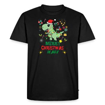 Noël en juillet, Dinosaures de Noël, T-REX - T-shirt Premium bio Homme - noir - Devant - Nico (187cm)