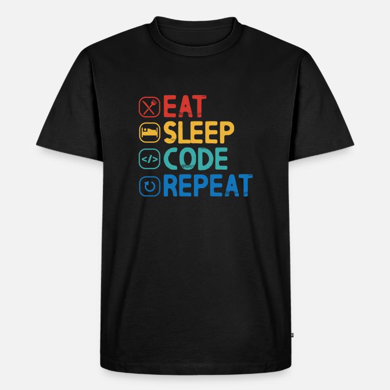 Répéter le code Eat Sleep - T-shirt Premium bio Homme - noir