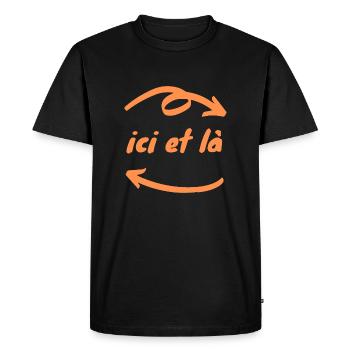 Ici et là flèches Direction Chemin (Orange) - T-shirt Premium bio Homme - noir - Devant - Nico (187cm)