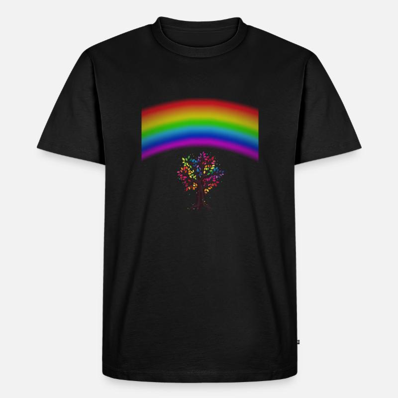 Rainbow Tree - Männer Premium Bio T-Shirt - Schwarz