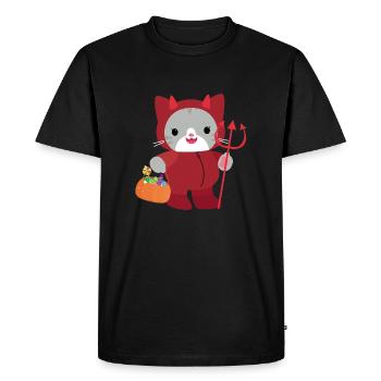 Halloween cat Red Devil. kawai - Men's Premium Organic T-Shirt - black - Front - Nico (187cm)