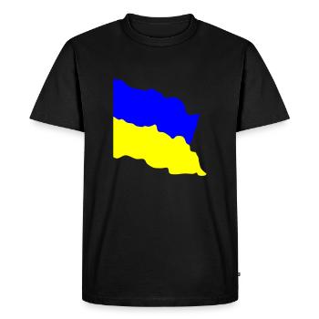Flag Ukraine waving in the wind - Men's Premium Organic T-Shirt - black - Front - Nico (187cm)