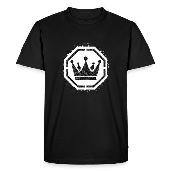 Couronne de gabarit d’éponge à l’intérieur de l’octogone - T-shirt Premium bio Homme - noir - Devant - Nico (187cm)