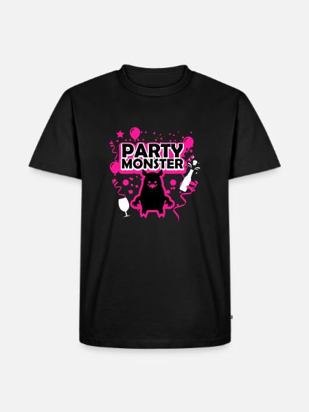 Partymonster pink - Männer Premium Bio T-Shirt - Schwarz