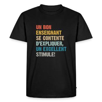 Un bon enseignant - T-shirt Premium bio Homme - noir - Devant - Nico (187cm)