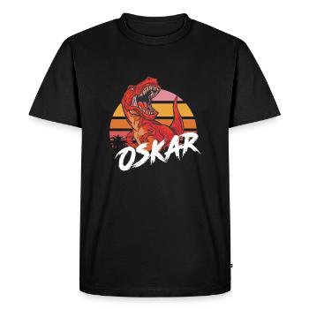 OSKAR - Beautiful boy name with T-REX Dino - Men's Premium Organic T-Shirt - black - Front - Nico (187cm)