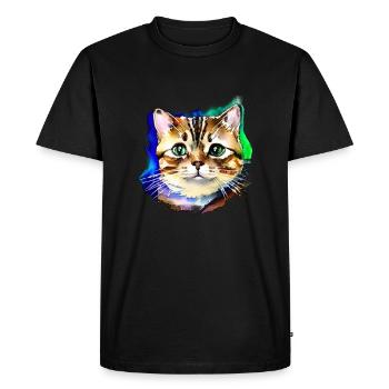 Visage de chat 3 - T-shirt Premium bio Homme - noir - Devant - Nico (187cm)