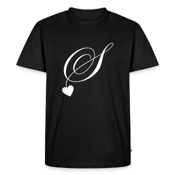 Lettre s calligraphie cœur - T-shirt Premium bio Homme - noir - Devant - Nico (187cm)