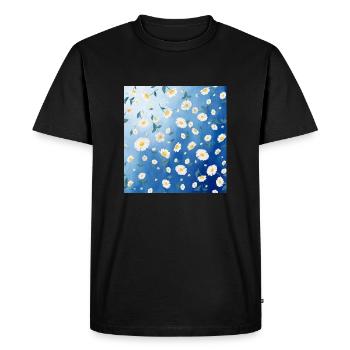 Vintage Kamille Blume Vintage Chamomile Flower - Men's Premium Organic T-Shirt - black - Front - Nico (187cm)