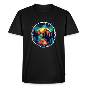 Camping, tent and campfire - Men's Premium Organic T-Shirt - black - Front - Nico (187cm)