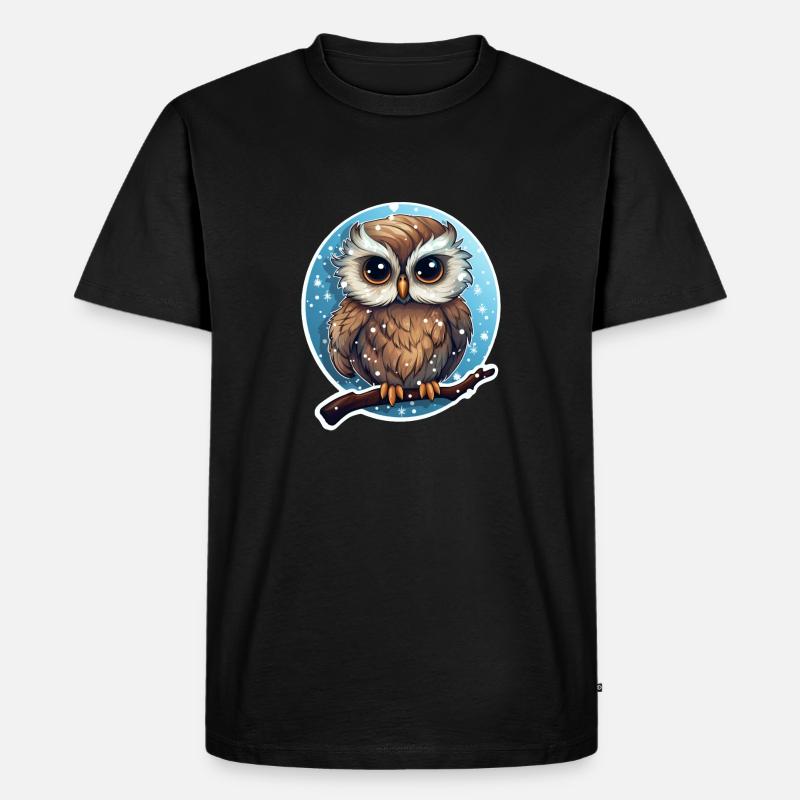 Winter süsse Eule - Männer Premium Bio T-Shirt - Schwarz