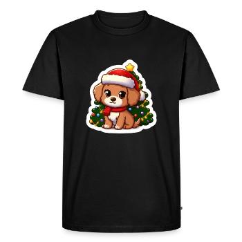 Chiot de Noël mignon : cadeau parfait pour les amoureux des chiens - T-shirt Premium bio Homme - noir - Devant - Nico (187cm)