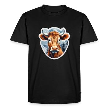 Vache alpine d’hiver - T-shirt Premium bio Homme - noir - Devant - Nico (187cm)