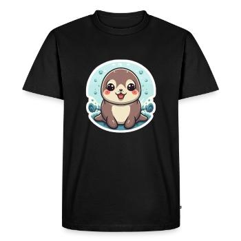 Amoureux des lions de mer - T-shirt Premium bio Homme - noir - Devant - Nico (187cm)