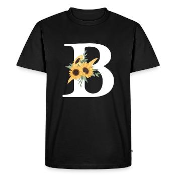 Lettre b floral tournesol - T-shirt Premium bio Homme - noir - Devant - Nico (187cm)