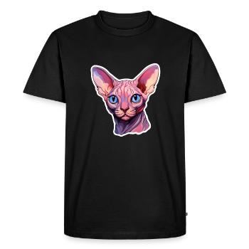 Sphynx Cat Head - Men's Premium Organic T-Shirt - black - Front - Nico (187cm)